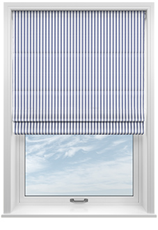 Lace Stripes, Sapphire - Motorised Roman Blind
